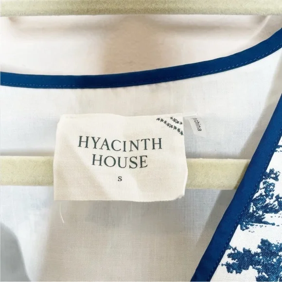 Tuckernuck Hyacinth House Blue Toile Reynolds Puff Sleeve Midi Dress Small - Picture 7 of 8